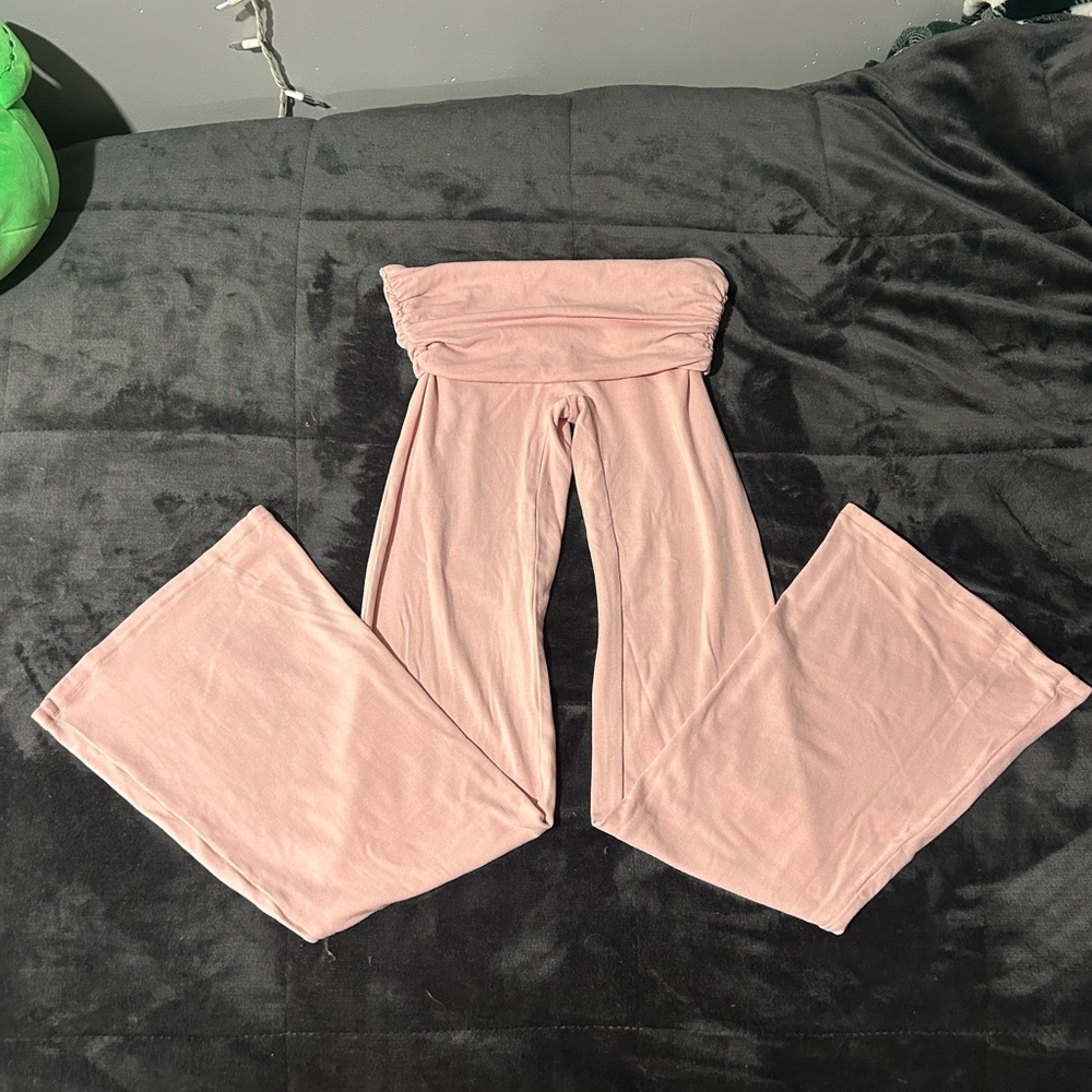 Light Pink Y2K Flare Pants
